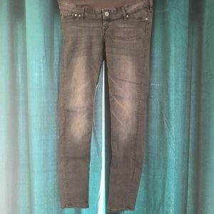 Grey maternity skinny jeans w/ light distressing